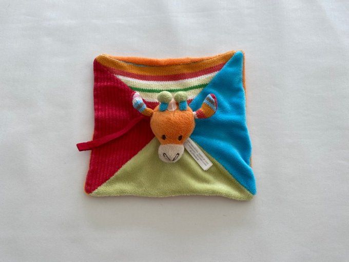 Doudou plat girafe marron rouge vert bleu orange Happy Horse d'occasion