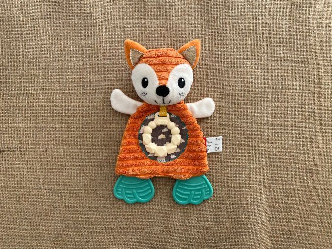 Doudou plat renard calin anneau de dentition Infantino d'occasion