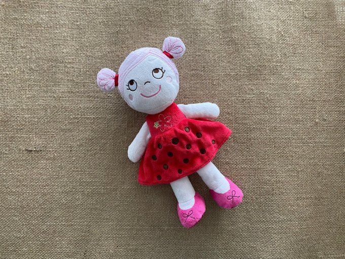 Doudou poupée robe rouge pois Influx d'occasion