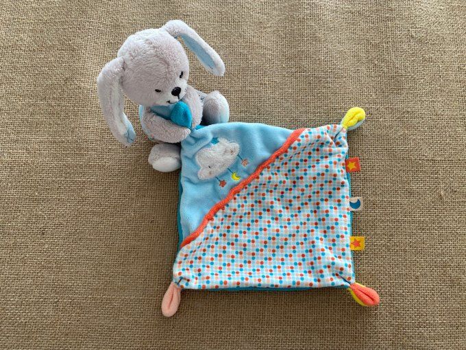 Doudou mouchoir lapin bleu nuage Influx d'occasion