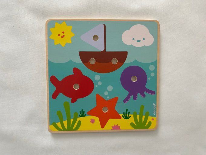 Jeu en bois j'apprends à visser aquatique Janod d'occasion  