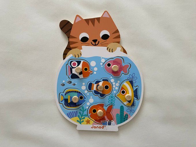 Puzzle boutons 6 pièces Aquarium Janod d'occasion