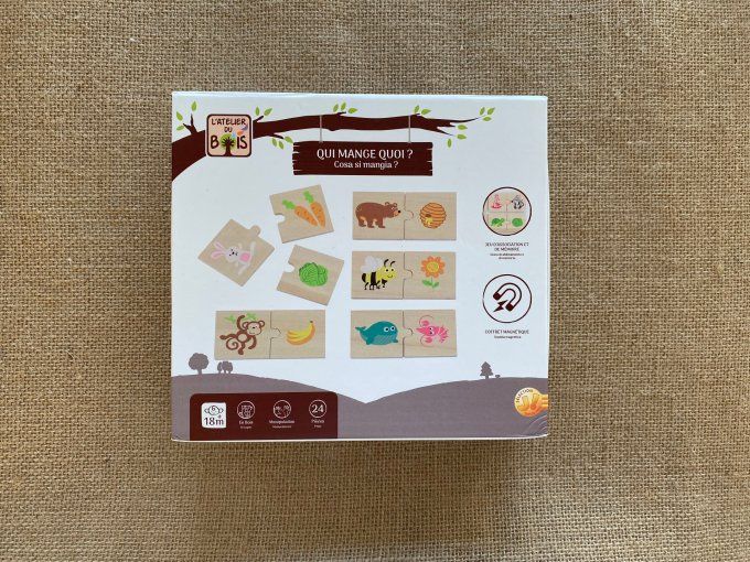 Puzzle en Bois 24 pièces Qui mange Quoi ? L'atelier du Bois d'occasion