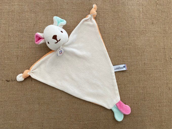 Doudou plat souris blanche orange La Banque Populaire d'occasion