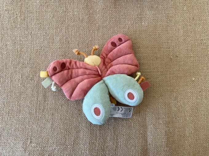 Peluche d'activités papillon rose vert Little Dutch d'occasion
