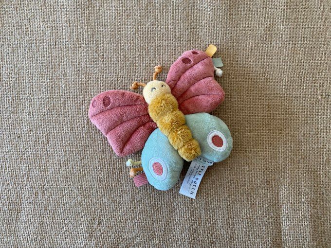 Peluche d'activités papillon rose vert Little Dutch d'occasion