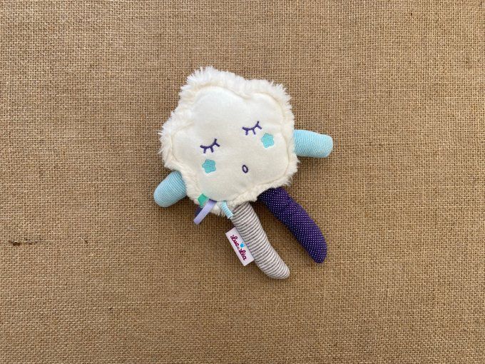 Doudou réversible étoiles bleu blanc Luc et Léa d'occasion