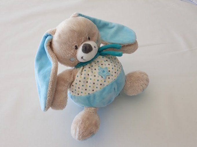 Peluche lapin boule bleu étoiles Mots d'enfants d'occasion VENDU