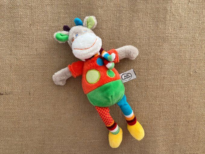Peluche vache girafe vert orange Mots d'enfants d'occasion