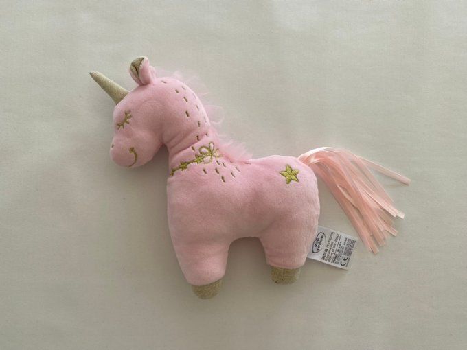 Peluche licorne rose dorée Mots d'enfants d'occasion