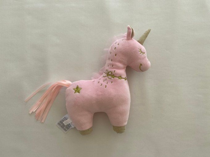 Peluche licorne rose dorée Mots d'enfants d'occasion