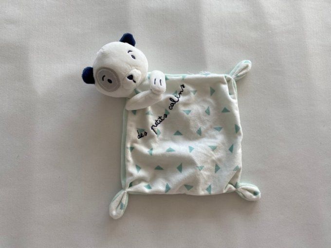 Doudou plat ours panda blanc vert des petits calins Mots d'enfants d'occasion