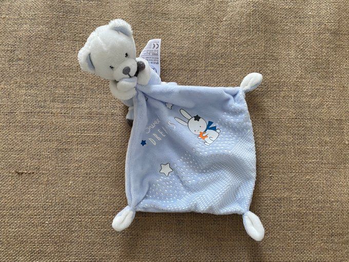 Doudou mouchoir ours bleu Sweet Dreams Mots d'enfants d'occasion 