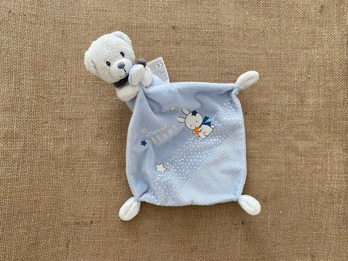 Doudou mouchoir ours bleu Sweet Dreams Mots d'enfants d'occasion