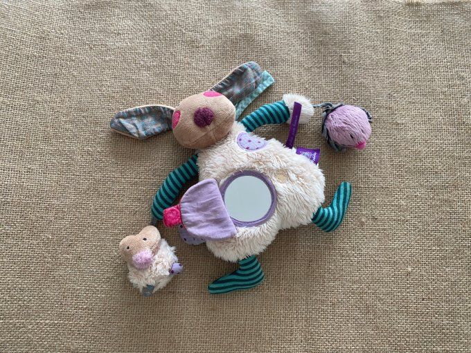 Peluche lapin d'activités Les jolis pas beaux ...Moulin Roty d'occasion