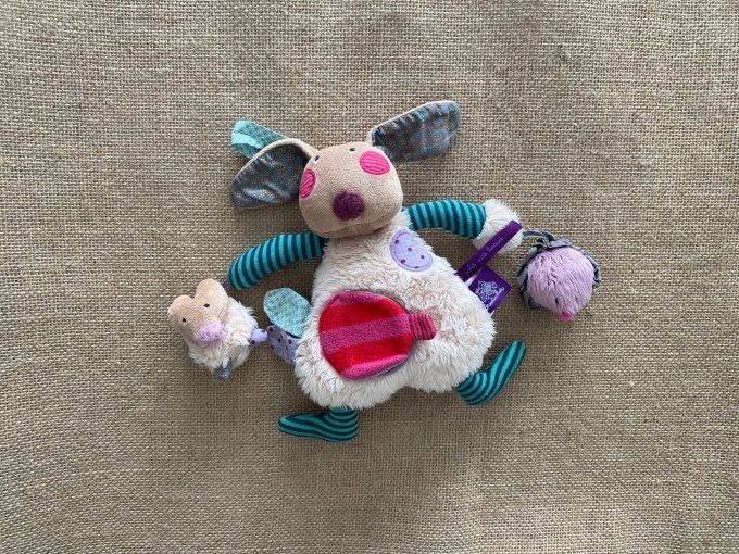 Peluche lapin d'activités Les jolis pas beaux ...Moulin Roty d'occasion