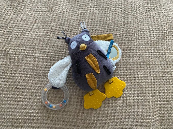 Doudou d'activités hibou Les Moustaches Moulin Roty d'occasion