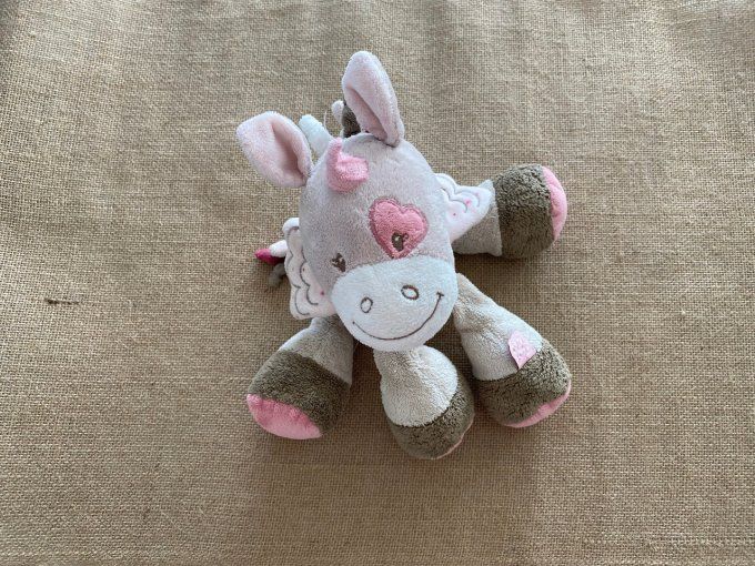 Peluche licorne Jade rose et bege Nattou d'occasion