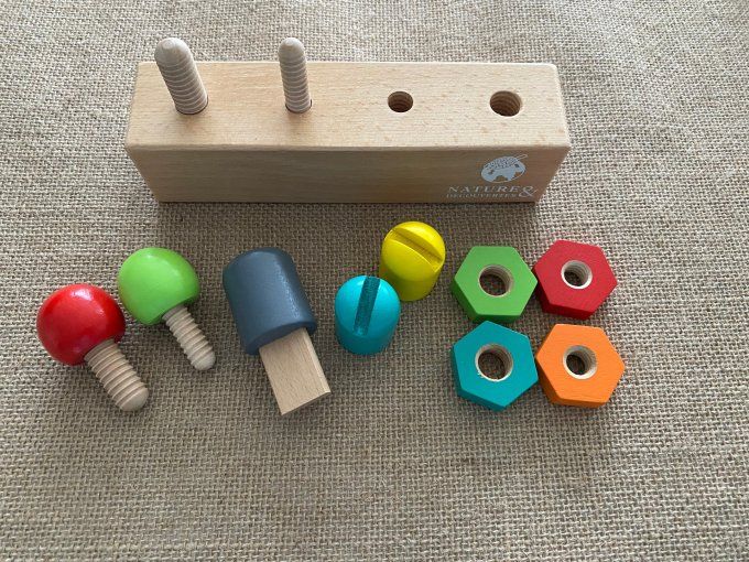 Matériel pour activité de vissage et dévissage Montessori Nature & Découvertes d'occasion 