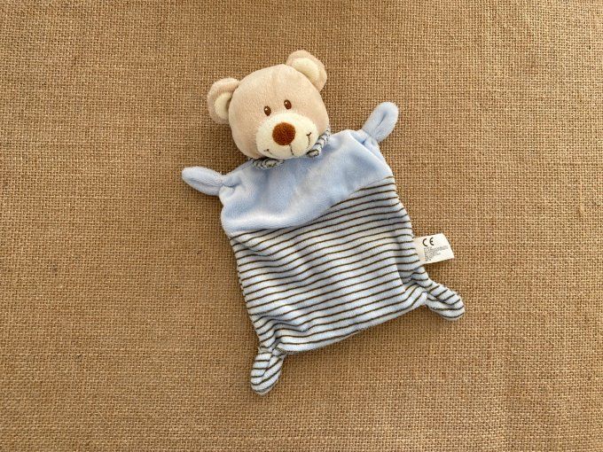 Doudou plat ours bleu rayé Nicotoy d'occasion