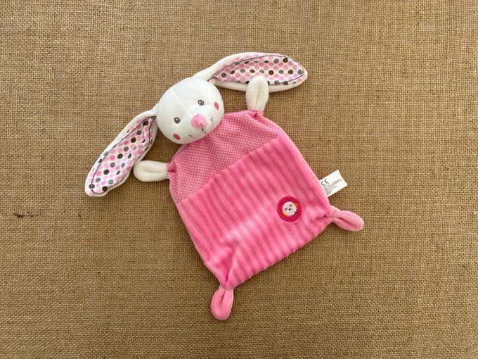 Doudou plat lapin rose oiseau Nicotoy d'occasion