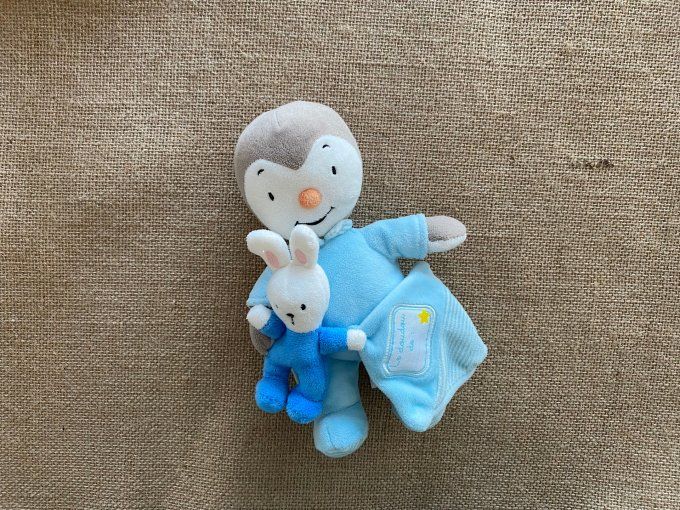 Doudou Tchoupi bleu ciel et son petit lapin Nicotoy d'occasion