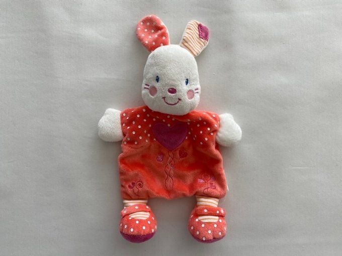 Doudou plat lapin rose pois coeur Nicotoy d'occasion