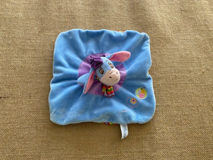 Doudou plat bourriquet bleu mauve rayé Disney Nicotoy d'occasion