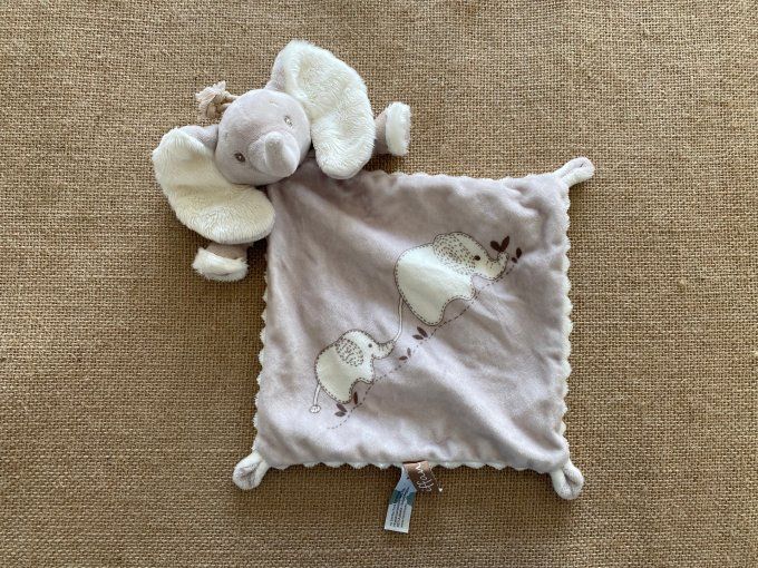 Doudou plat éléphant gris beige Fiffan Simba Toys Nicotoy d'occasion