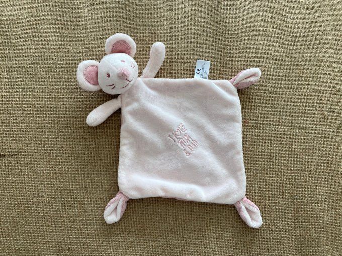 Doudou plat souris rose I Love Mum & Dad Nicotoy d'occasion