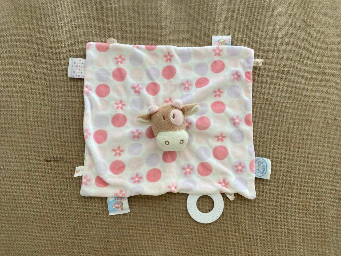 Doudou plat vache Dotty Lola avec anneau de dentition Noukies d'occasion