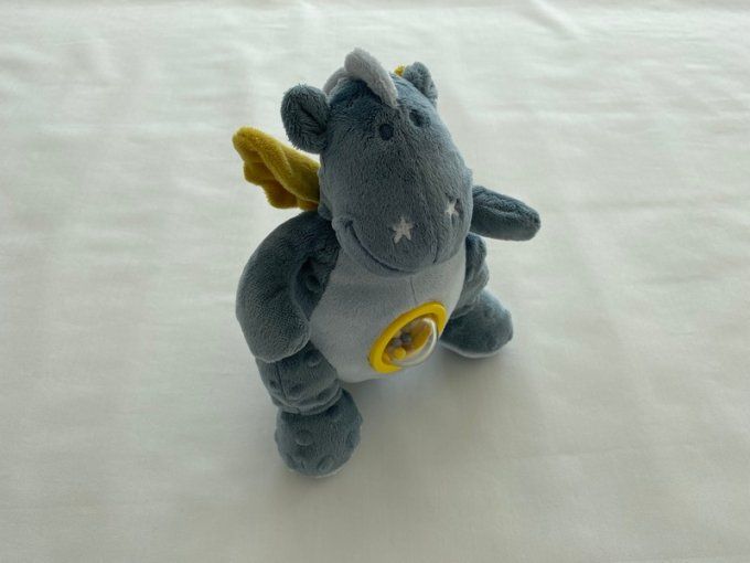 Doudou dragon hochet Victor bleu étoiles Victor & Lucien Noukies d'occasion 