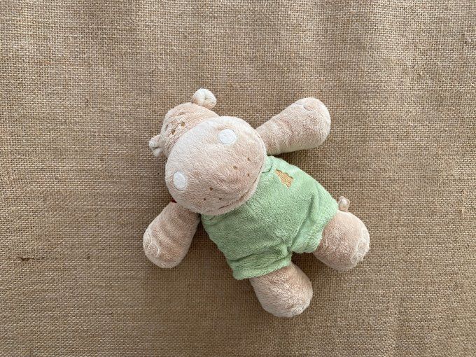Peluche hippopotame Hippoum beige et vert 22 cm Noukies d'occasion