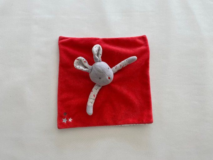 Doudou plat lapin rouge grenade étoiles Obaibi d'occasion