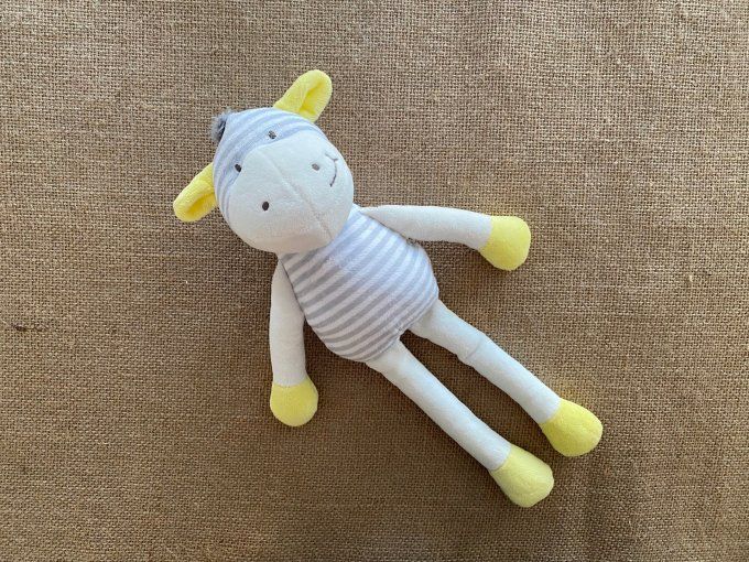 Doudou zèbre rayé gris 33 cm Obaibi d'occasion
