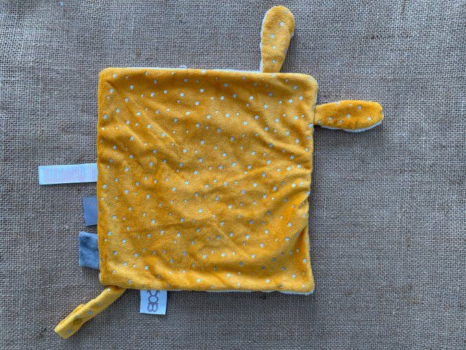 Doudou plat lapin blanc jaune étoiles Obaibi d'occasion