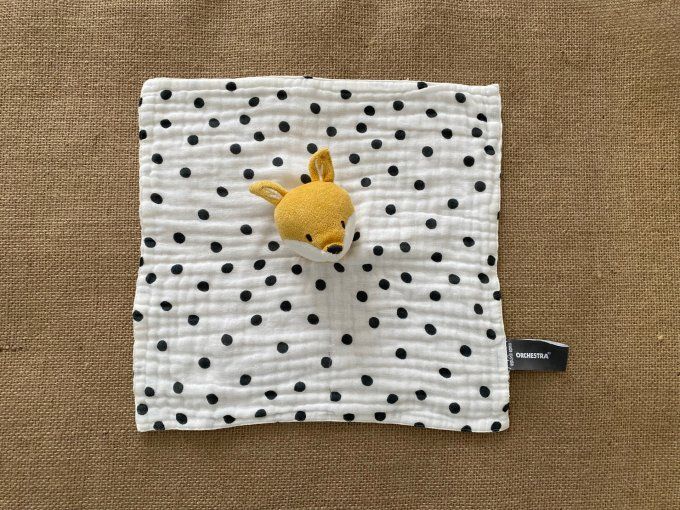 Doudou plat renard blanc pois noir Orchestra
