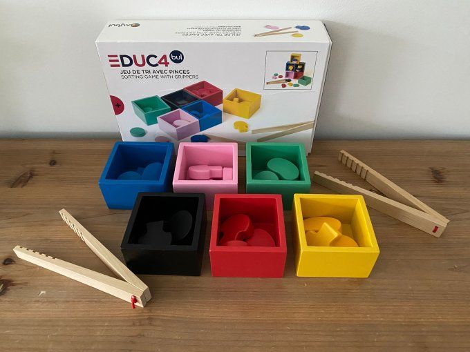 Jeu de tri en bois avec pinces Oxybul d'occasion