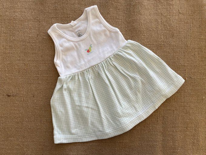 Robe bébé Petit Bateau 6 mois blanc à carreaux verts avec body intégré d'occasion