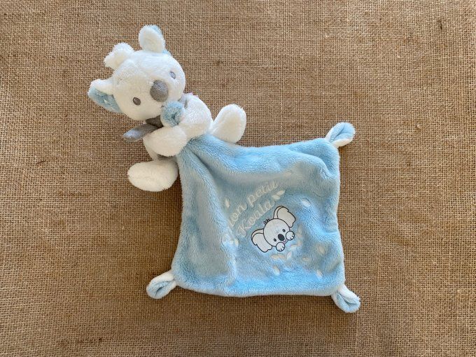 Doudou mouchoir koala bleu blanc mon petit koala Pommette d'occasion