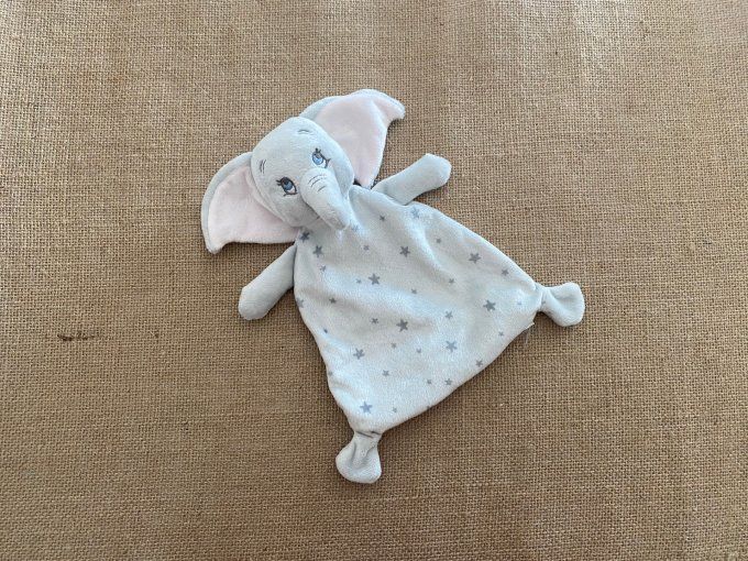 Doudou plat éléphant gris étoiles Dumbo Disney PRIMARK d'occasion