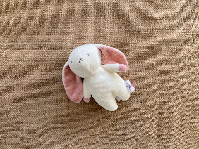 Peluche doudou lapin blanc rose 15 cm Primark d'occasion
