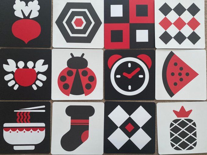 Cartes de stimulation visuelle pour bébé Montessori d'occasion 