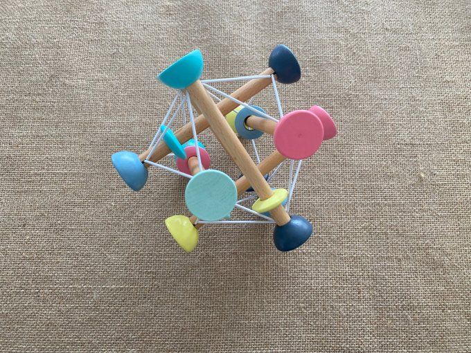 Hochet de motricité multicolore pastel en bois d'occasion