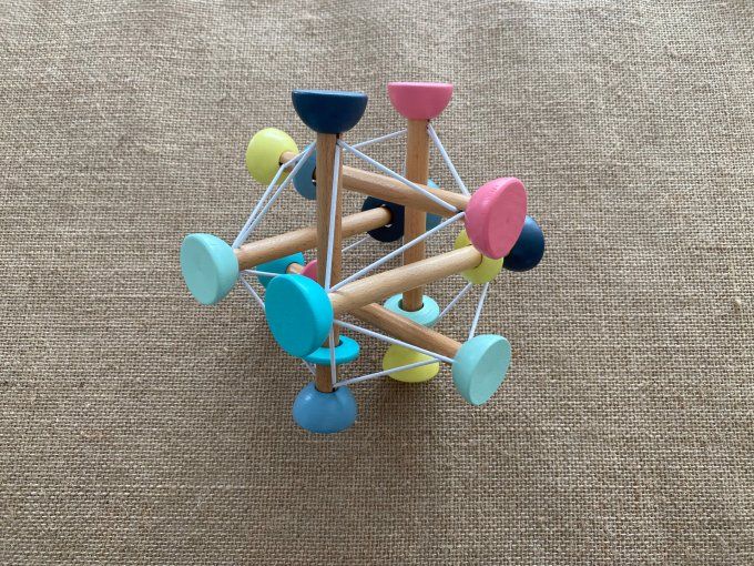 Hochet de motricité multicolore pastel en bois d'occasion