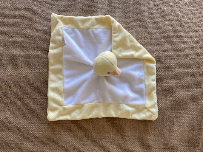 Doudou plat canard oiseau jaune blanc Sergent Major d'occasion 