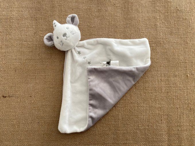Doudou plat souris blanc gris Mon Premier Major Sergent Major d’occasion