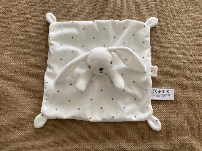 Doudou plat lapin blanc étoiles grises Simba Toys