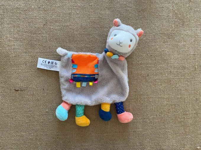 Doudou plat lama gris orange Simba Toys d'occasion