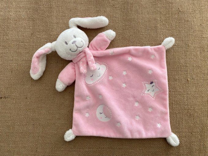 Doudou plat lapin rose nuage lune étoile Simba Toys d'occasion